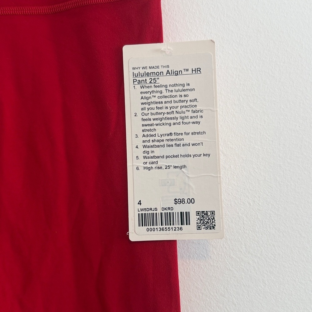 NWT Lululemon Align High-Rise Pant 25" Dark Red - Picture 6 of 9